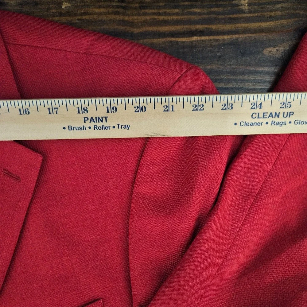 Stafford Essentials Men's Sport Coat Blazer Solid Red Wool Polyester Size 52L